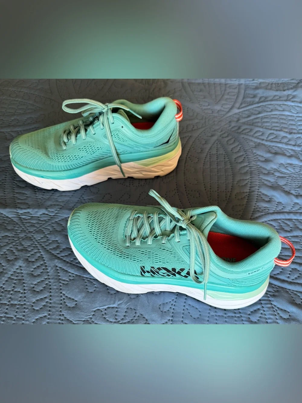 HOKA BONDI 7 Women's Light Blue-Aqua Running Shoes - Picture 2 of 8